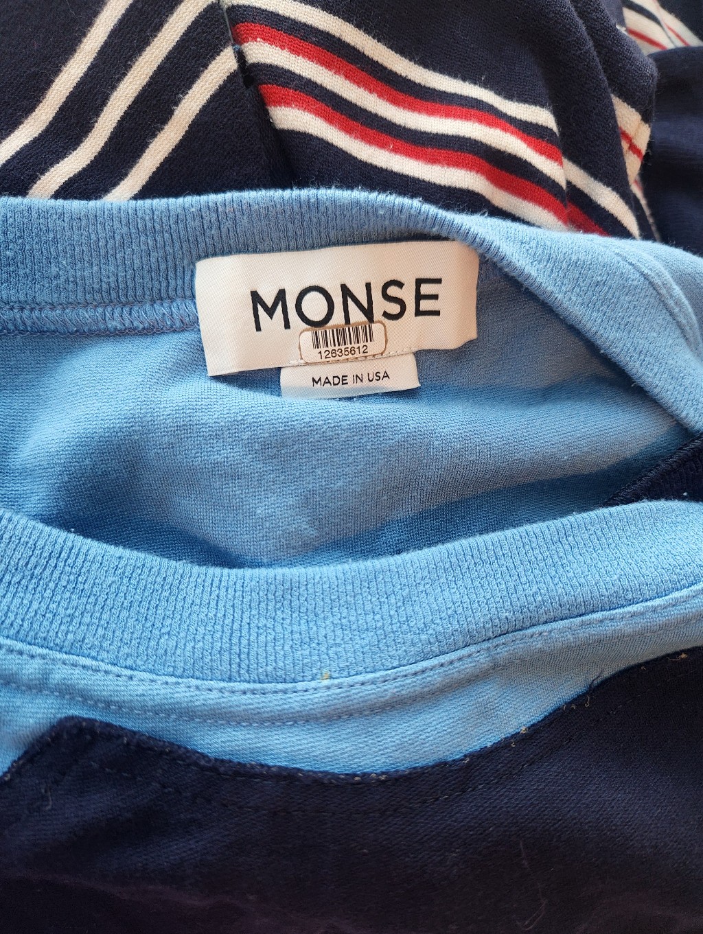 Monse Navy And Light Blue Asymmetrical Striped Handkerchief Dress — image 8 of 8